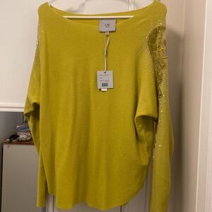 Liv Milano Green Embellished Mesh Sweater